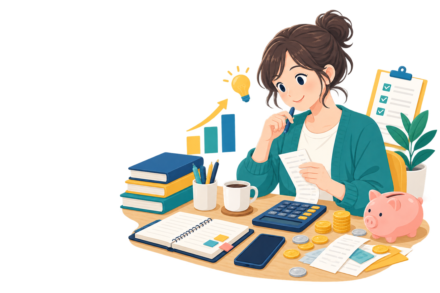 資格取得の給付金や制度を確認するイラスト